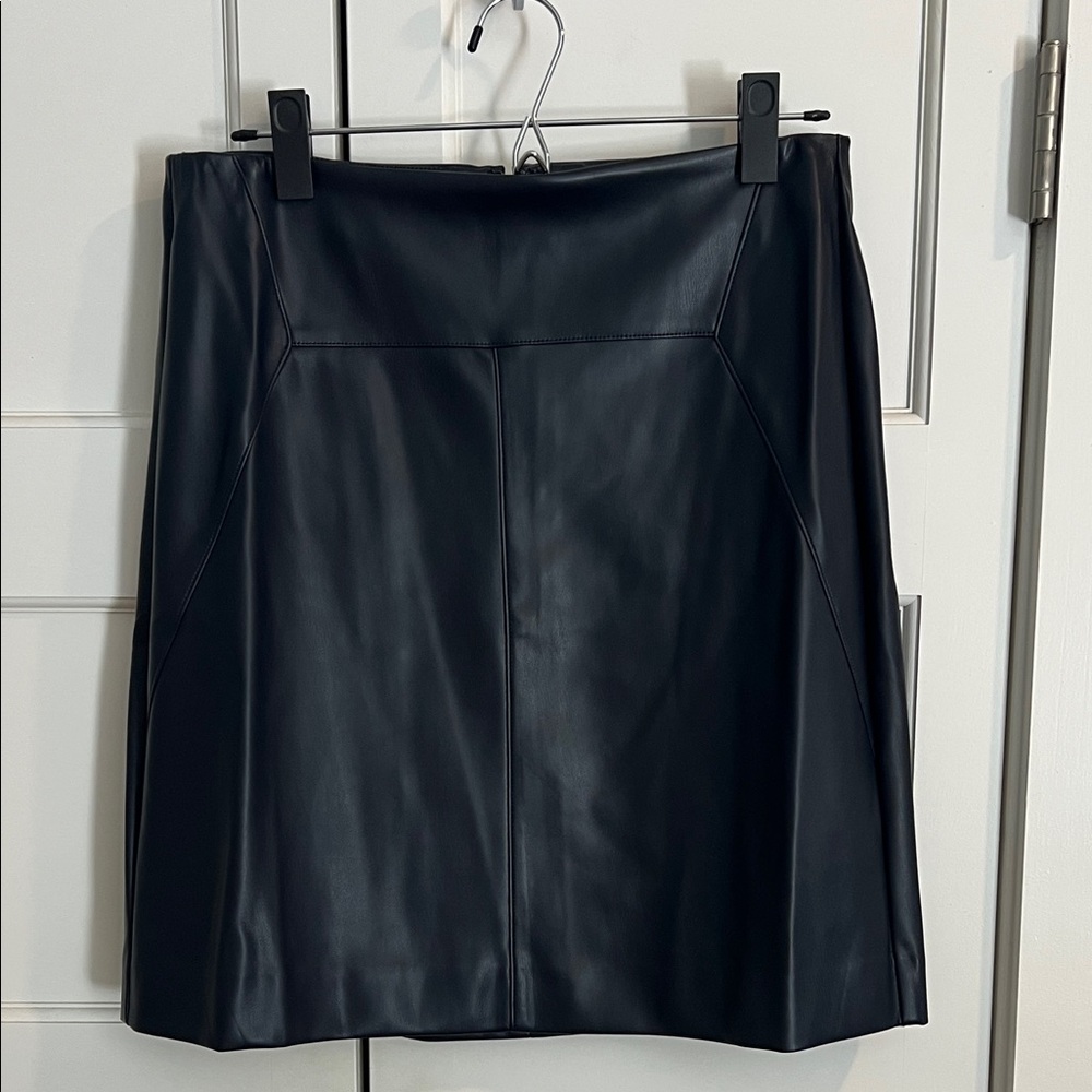 Ann Taylor Navy Leather (faux) Mini Pencil Skirt